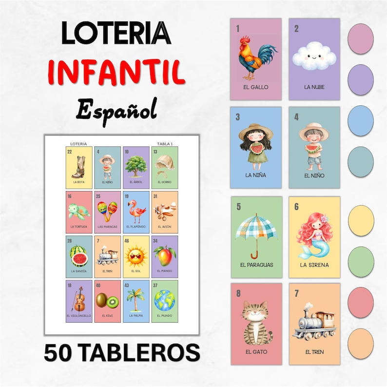 Spanish Loteria Children Game | Kid Friendly Mexican Bingo (digital ...