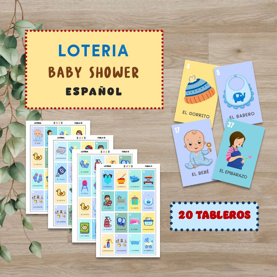 Loteria para babyshower |Loteria babyshower niño | Digitale loterijlijst | Loteria en Español| Digitaal afdrukbare loterij |