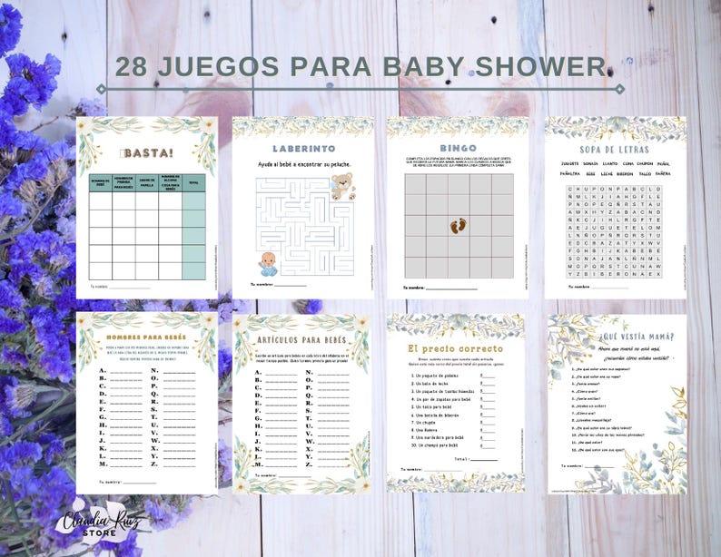 Spanish Baby Shower Games: 28 Printable Activities (PDF Download) - Etsy