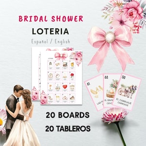 Loteria bridal shower bilingual | Loteria despedida de soltera |English bachelorette party lotería| | Digital printable loteria