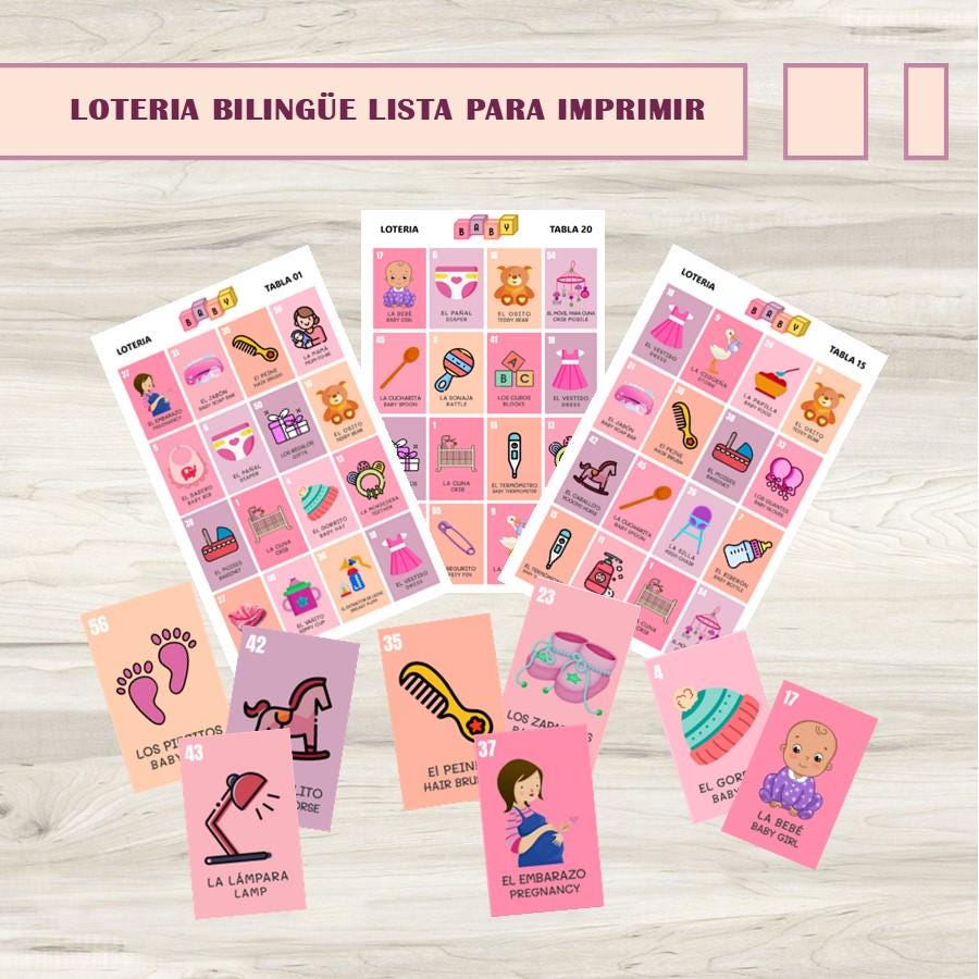 Loteria Baby Shower | Girl Loteria Baby Shower |english Loteria ...