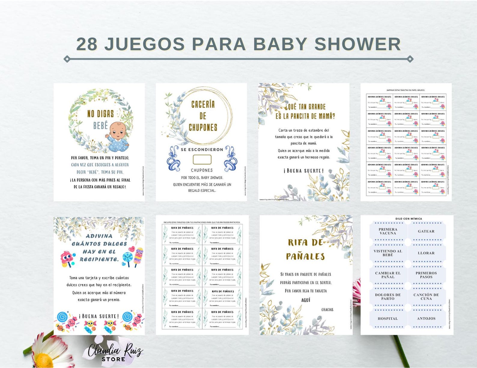Spanish Baby Shower Games: 28 Printable Activities (PDF Download) - Etsy