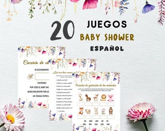 Spanish Baby Shower Games: Wildflower Theme (Printable PDF Download)