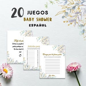Juegos para baby shower / Game for baby shower Spanish / Baby shower juegos español / 20 juegos para baby shower descarga instantánea