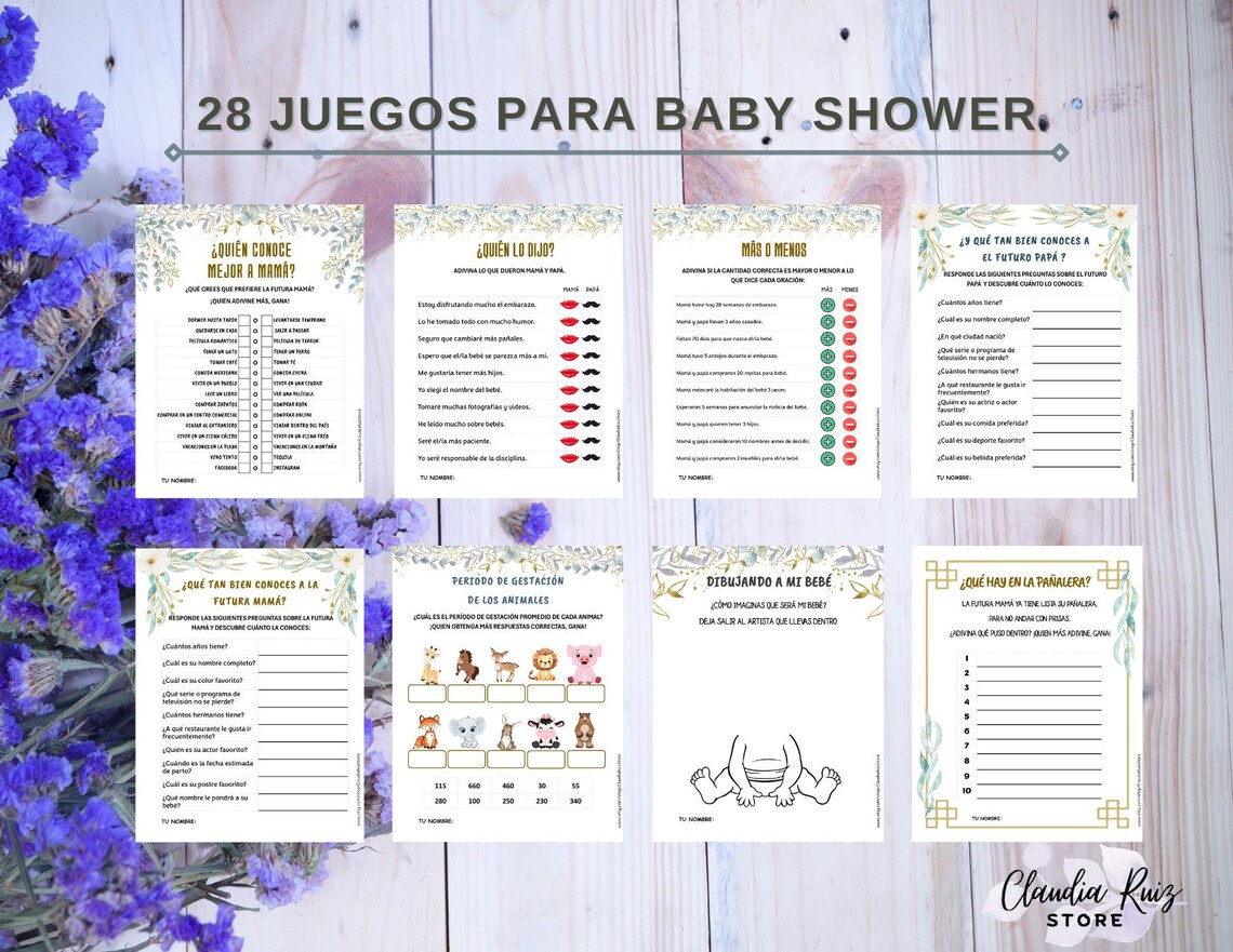 Spanish Baby Shower Games: 28 Printable Activities (PDF Download) - Etsy