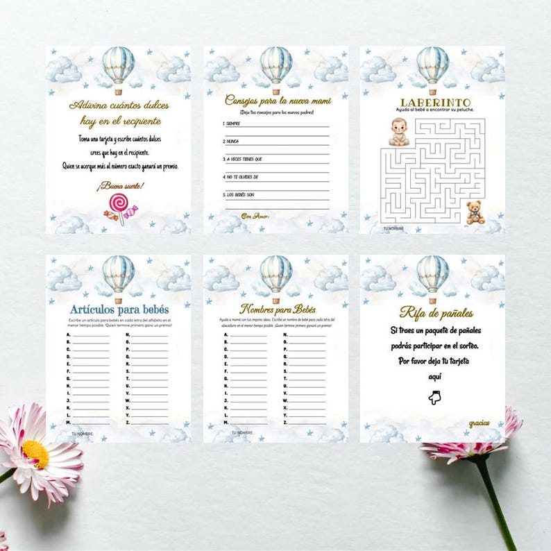 Spanish Baby Shower Games: 20 Printable Activities (PDF) - Etsy