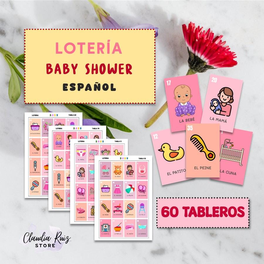 Loteria para baby shower |Loteria baby shower niña | Loteria digital lista para imprimir | lotería en español| Digital printable loteria