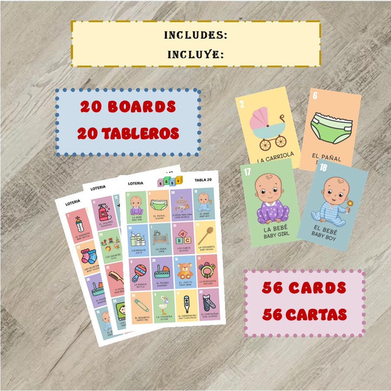 Loteria Baby Shower | Neutral Loteria Baby Shower |english Loteria ...