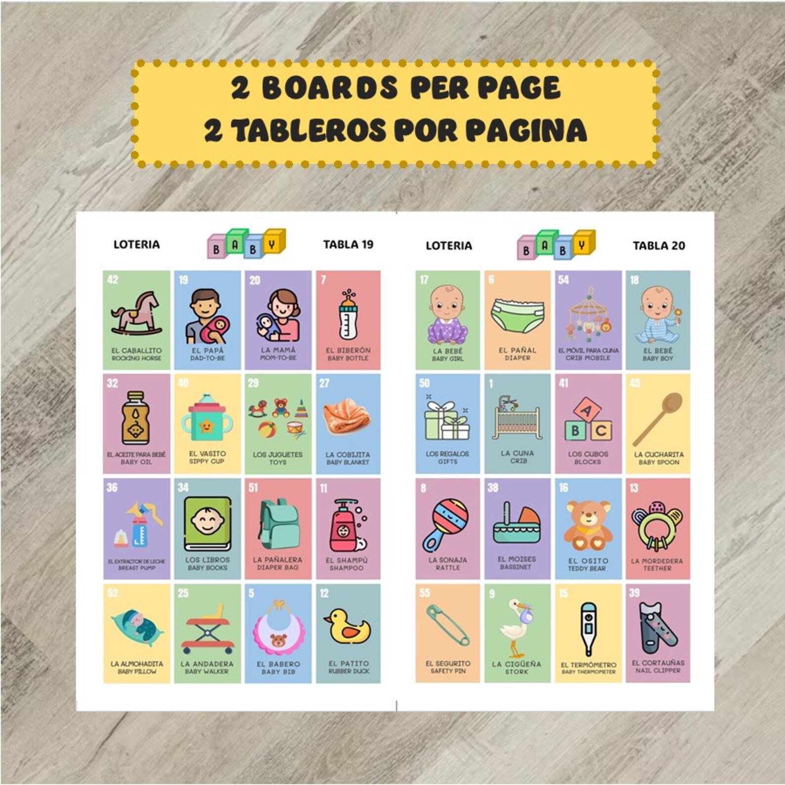 Loteria Baby Shower | Neutral Loteria Baby Shower |english Loteria ...