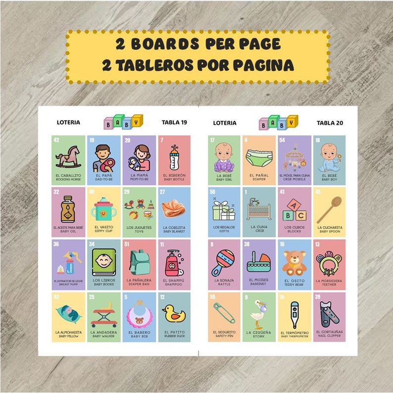 Loteria Baby Shower | Neutral Loteria Baby Shower |english Loteria ...