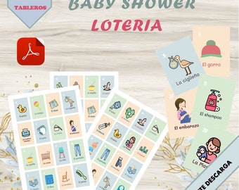 Loteria para baby shower, Baby shower Spanish loteria, Loteria en Español baby shower, Bingo Spanish Baby shower, baby shower games boy,
