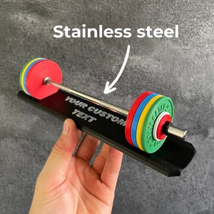 Mini Metal Barbell - FULL KIT - PR Tracking - Scale replica miniature - Personal record of Powerlifting, weightlifting gym gift