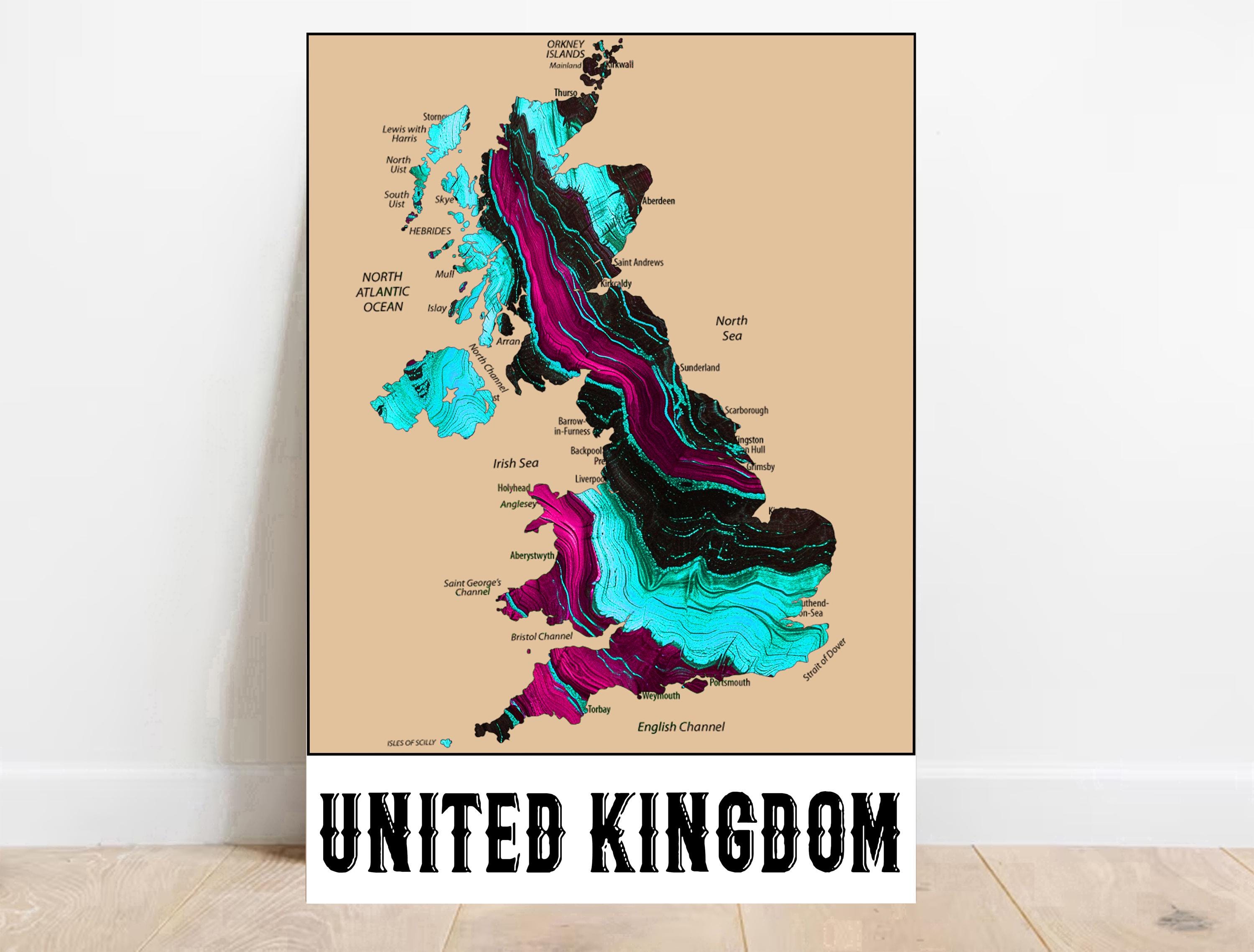 United Kingdom map print download UK country map poster Printable Map of UK gift home decor England map print Kids room decor nursery prints
