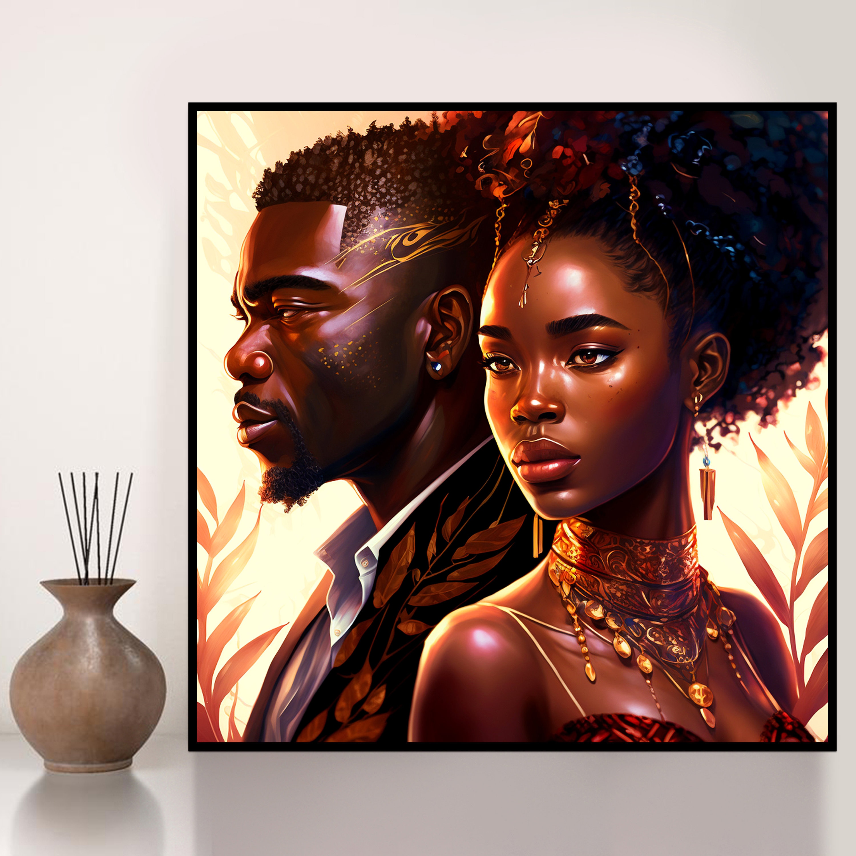 African Couple Art Black Couple Wall Art Canvas Black Love Art Etsy UK