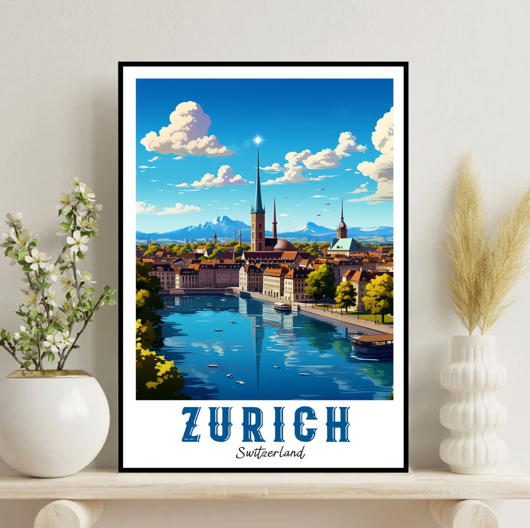 Zurich Travel Poster Digital Print Switzerland Travel Zurich Art Print