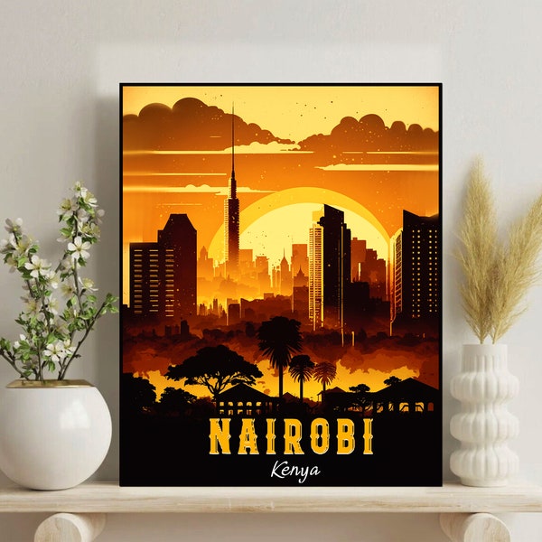 Nairobi skyline poster Nairobi Kenya Travel print download Nairobi travel print Nairobi digital travel Kenya wall art Nairobi city prints