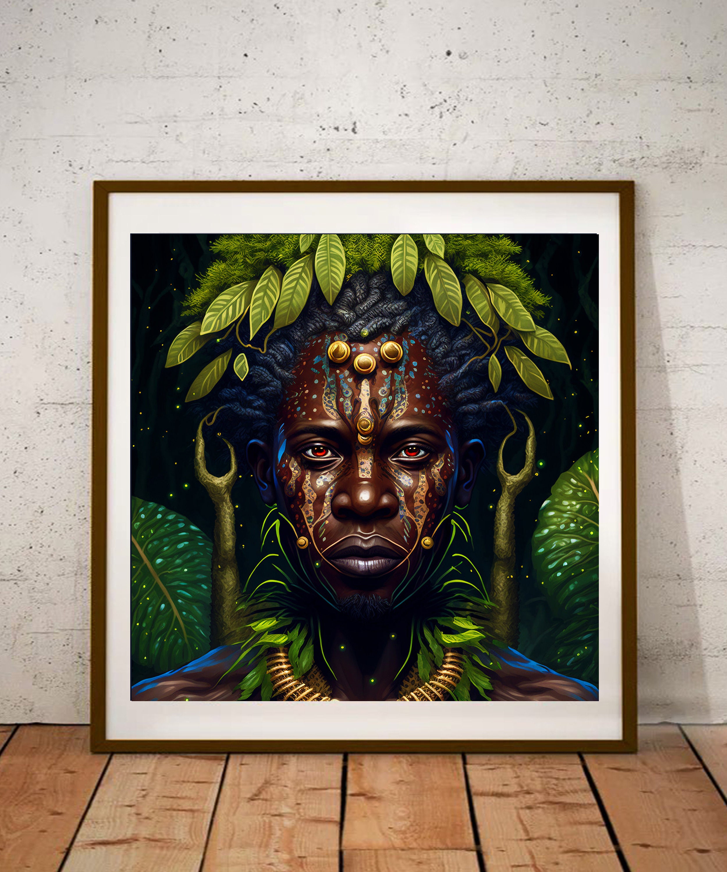 African God of the Forest, African Man Wall Art, African Warrior, Black
