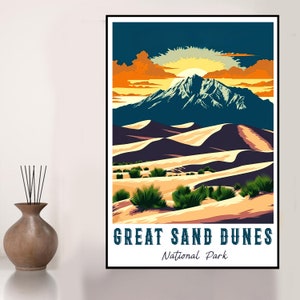 Great Sand Dunes National Park Poster Vintage National Park Print Great ...