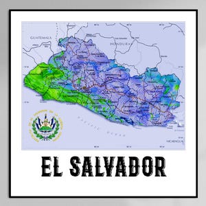 Impressão de mapa de El Salvador Bandeira de El Salvador Mapa digital de presentes de El Salvador Impressão de mapa moderno Presente de San Salvador Mapa de parede de El Salvador decoração de escritório