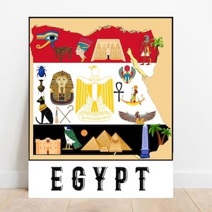 Aegypten Flagge Karte Drucken Druckbare Karte Ägypten Geschenk Wohnkultur illustrierte Ägypten Karte Moderne Karte Wandbilder Kinderzimmer Dekor Kinderzimmer Wandkunst