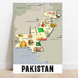 Pakistan Karte, Pakistan Karte, Pakistan Karte, Pakistan Karte, Pakistan Geschenk moderne Wandkarte, Pakistan Flagge Karte