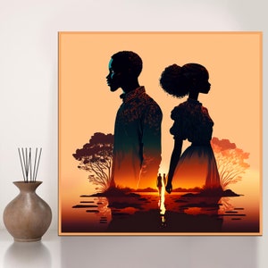 Arte de pared de pareja africana Arte de pared imprimible de pareja negra Hombre y mujer africanos Tarjeta imprimible del día de San Valentín Arte de pared africano Impresiones digitales