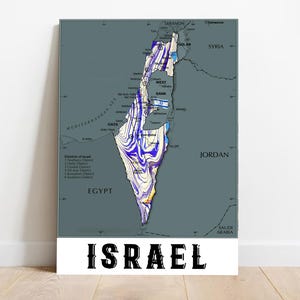 Israel Karte Druck Die digital illustrierte Landkarte von Israel hat eine Landkarte von Israel