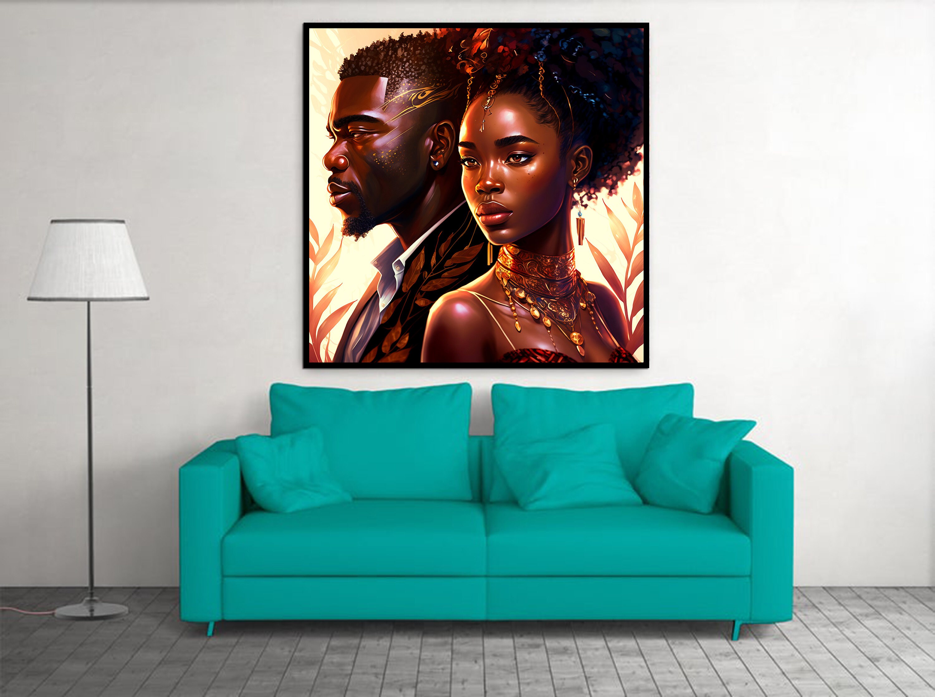 African Couple Art Black Couple Wall Art Canvas Black Love Art Etsy UK
