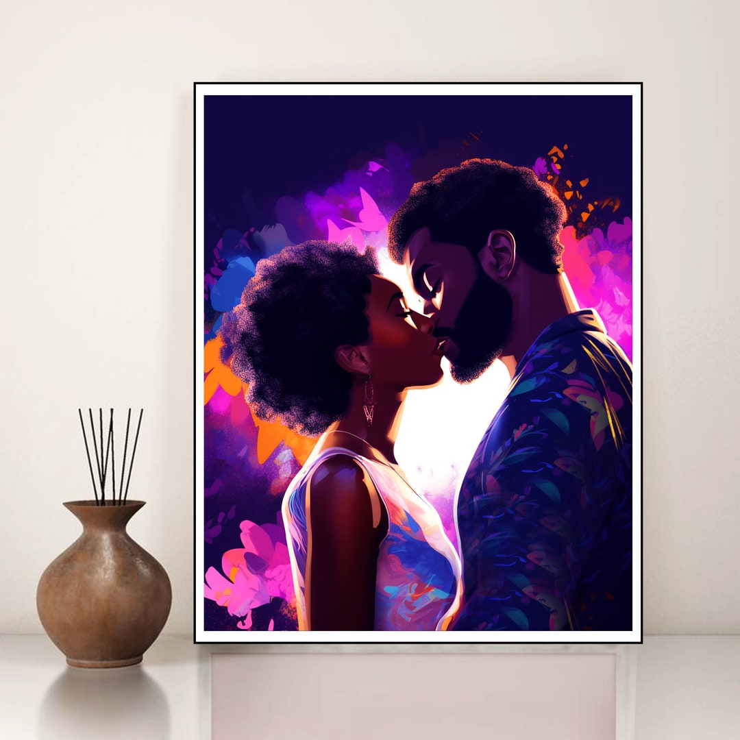 Colorful Black Couple Art Black Love Wall Art Printable Download