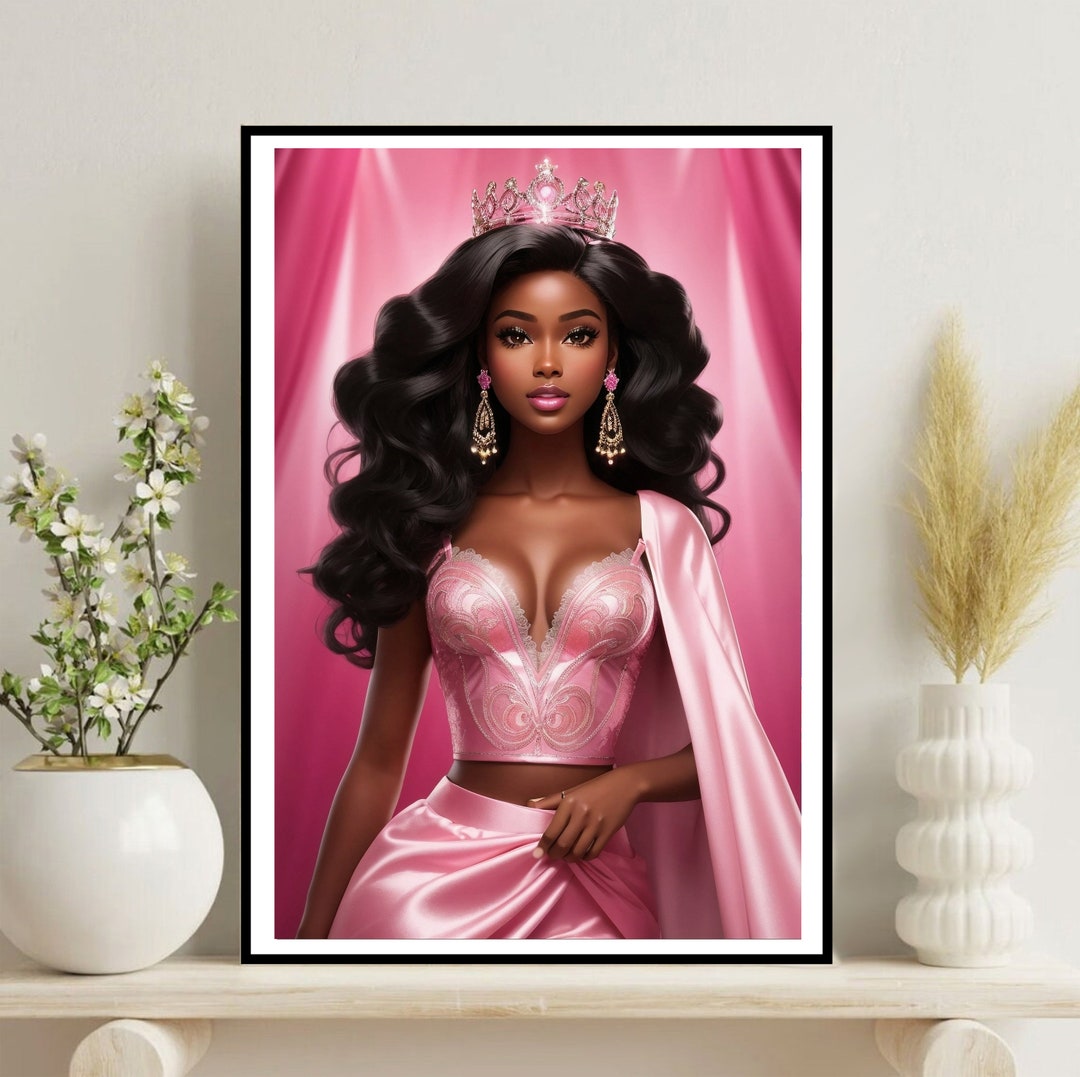 Black Barbie Wall Art Digital Download Black Women Wall Art Printable Barbie Poster Preppy Pink