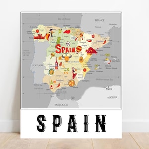 Spanien Kunstdruck von Spanien Karte von Spanien, Spanien Kunstdruck von Espana, Karte von Spanien