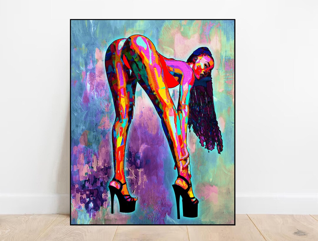 Colorful Nude Artwork Nude Woman Painting Printable Artistic Nude Art Erotic Bedroom Decor Sexy