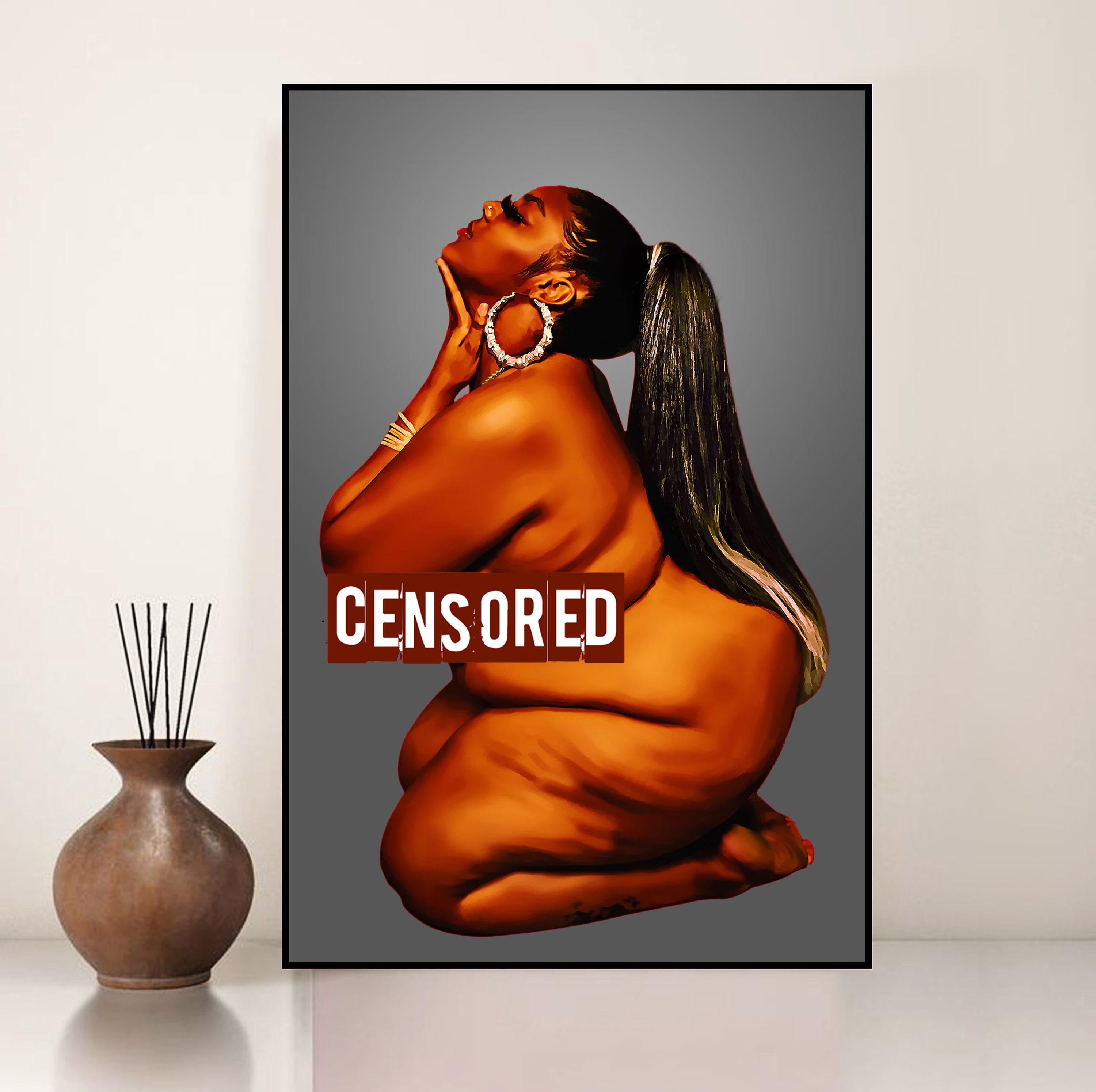 Curvy BBW Nude art Nude Black Woman Printable Black Erotic Art Plus Size Body Positive art BBW Nude Photography naked woman art sexy decor