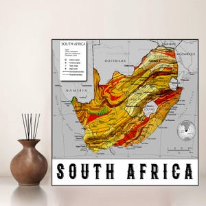 South Africa map poster digital printable Map of South Africa travel print Southern Africa map decor South Africa wall art South Africa gift
