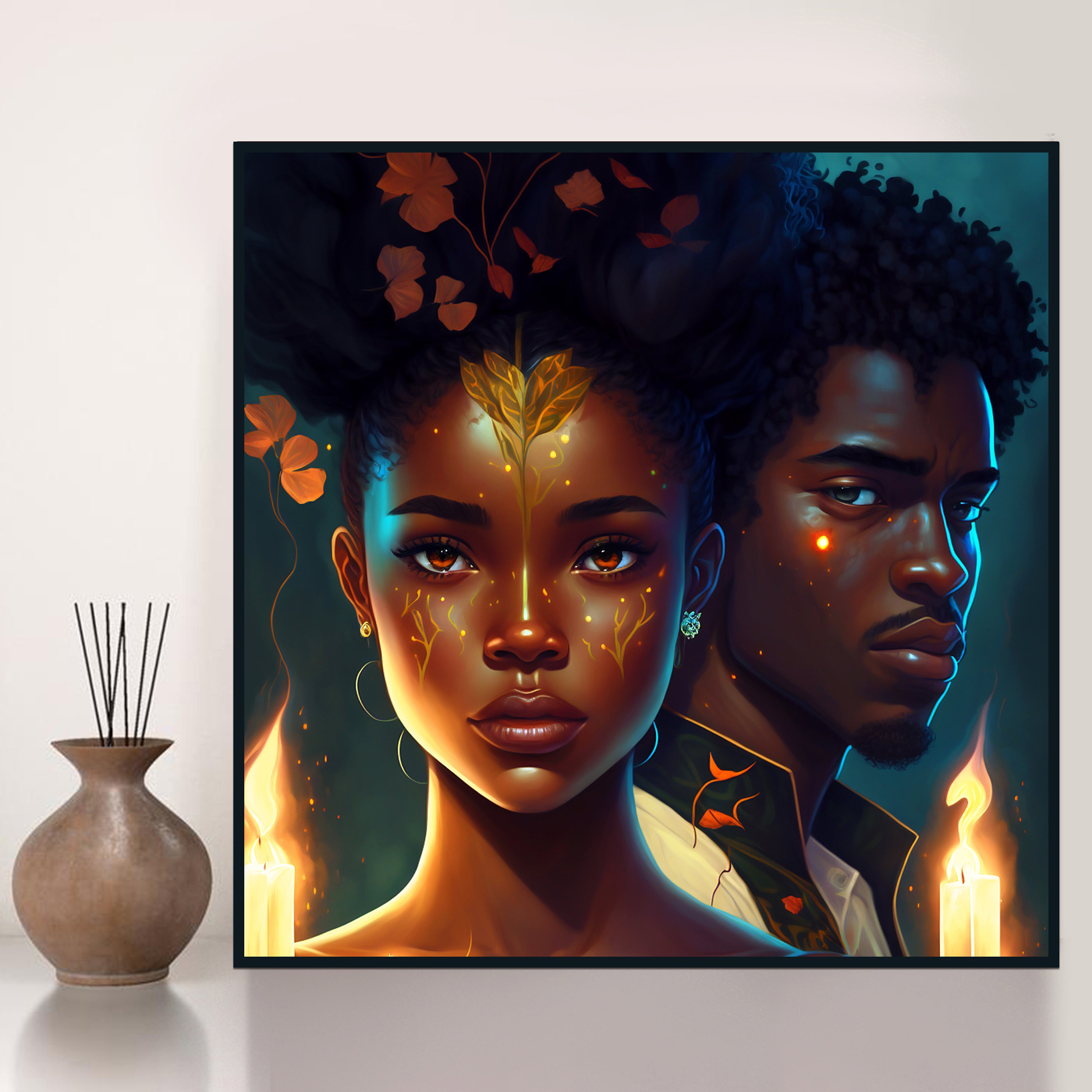 Black Couple Wall Art Printable Valentines Home Decor Black Etsy