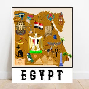 Egypt illustrated map print download Printable map of Egypt gift home decor Ancient Egypt map Modern map wall prints Kids room nursery decor