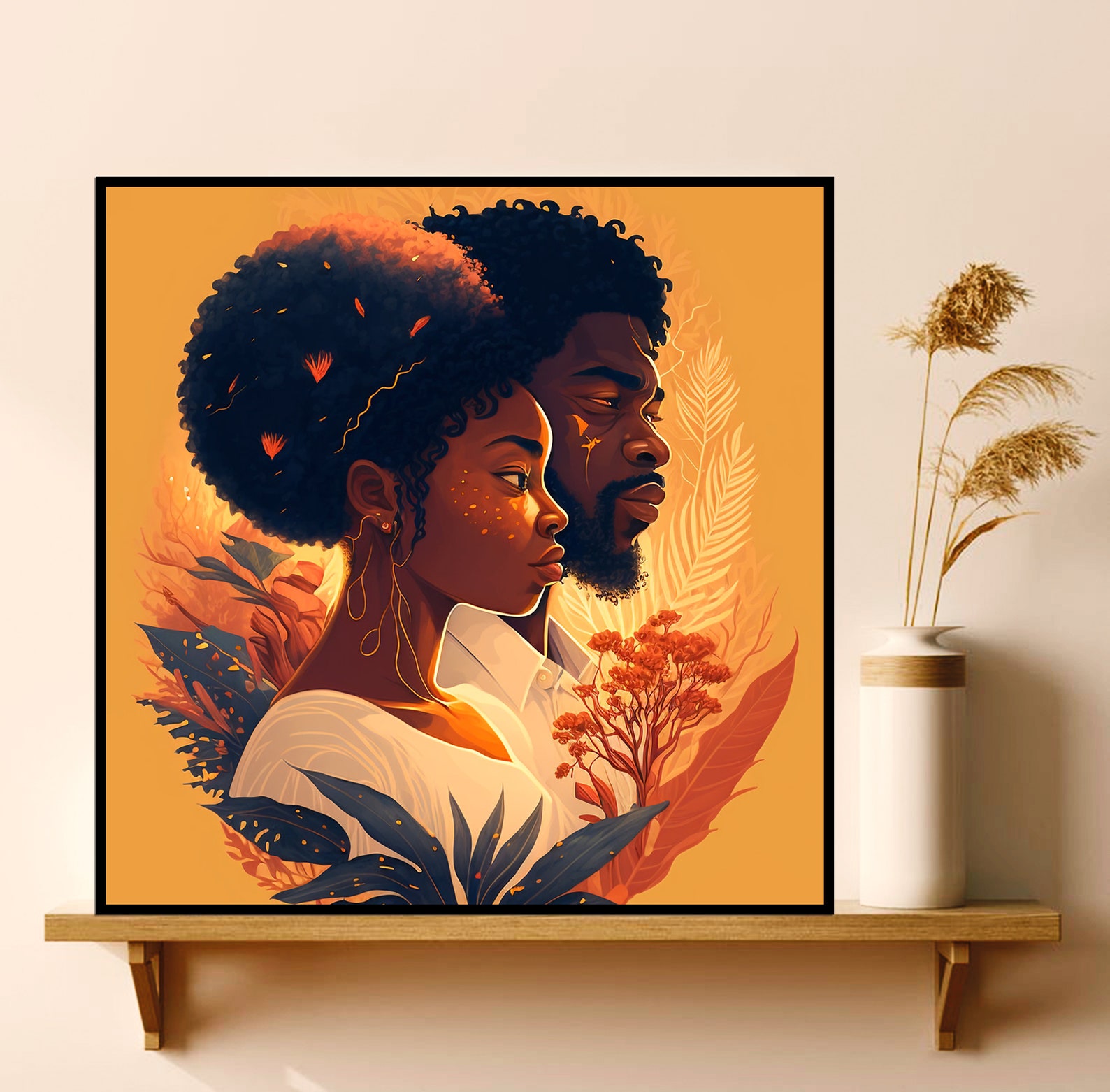 Boho Black Couple Wall Art Black Love Art PRINTABLE Valentines Etsy