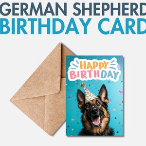 Tarjeta de cumpleaños imprimible de pastor alemán / PDF o PNG Tarjeta de felicitación de pastor alemán / Tarjeta de cumpleaños de perro GSD para mamá o papá pastor alemán