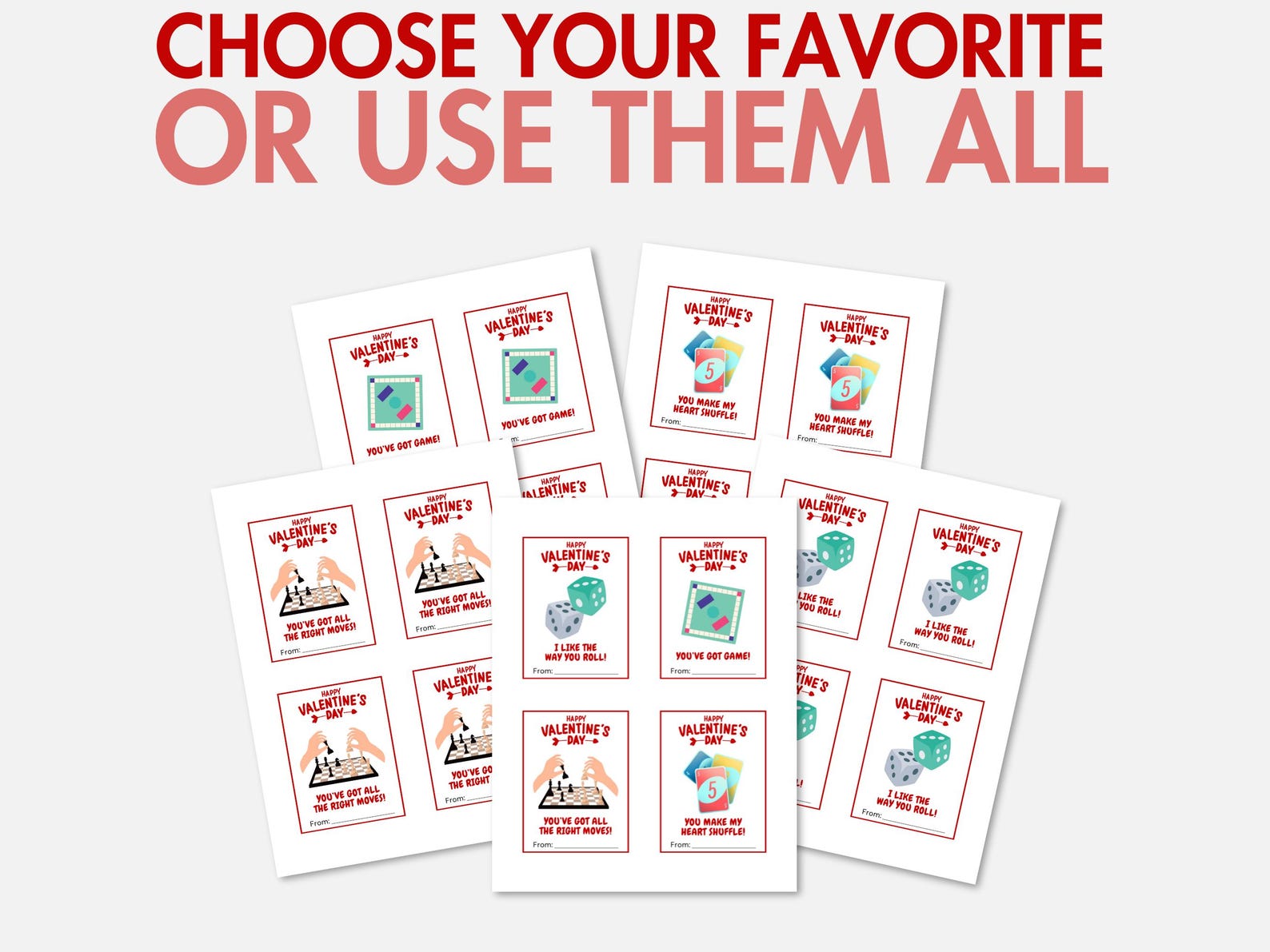 Printable Board Game Valentines | Board Gaming Valentine Cards | Board ...