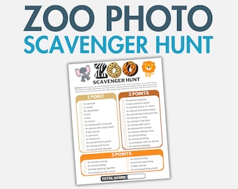 Zoo Scavenger Hunt Game for Kids, Animal Treasure Hunt Game, Perfect for a Child Zoo Birthday Party or Zoo Field Trip, Zoo Activities