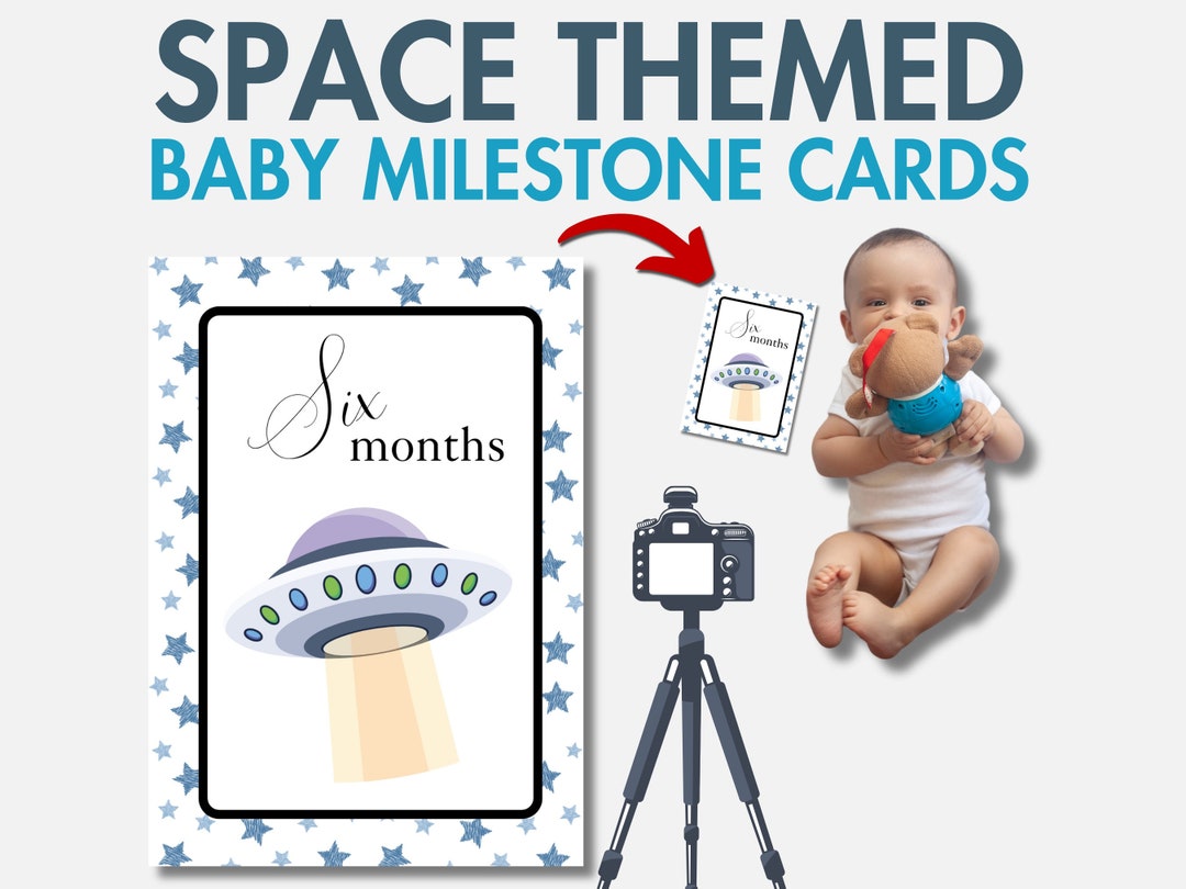 Space Themed Baby Milestone Cards for Monthly Memory-keeping, Printable ...