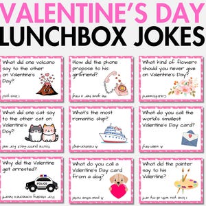 Plus de 30 blagues sur la boîte à lunch pour enfants pour la Saint-Valentin, cartes imprimables sur la boîte à lunch, notes sur la boîte à lunch de la Saint-Valentin, blagues, énigmes et jeux de mots pour la Saint-Valentin