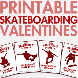 Druckbare Skateboard Valentinstage | Skate Boarding Valentinstag Karten für Jungen & Mädchen | Skateboard Valentinsgrüßen | Valentinstag Valentinstag