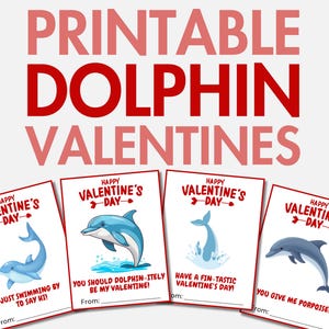 Ausdruckbare Delphin Valentinstag | Delfin-Valentinstagskarten für Mädchen | Klassenzimmer-Valentinsgrüße für Kinder | Valentinstagskarten für die Schule