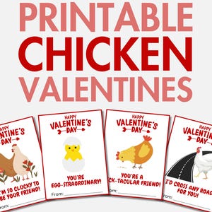 imprimable Saint-Valentin au poulet | Cartes de Saint-Valentin au poulet | Saint-Valentin animaux de la ferme | Saint-Valentin en classe pour les enfants | Carte scolaire Saint Valentin
