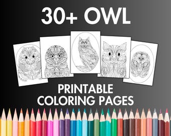 30+ Owl Coloring Pages for Adults & Kids, Zen Mandala Inspired Owl Coloring Sheets, Printable Bird Coloring Book for Animal Line Art Lovers