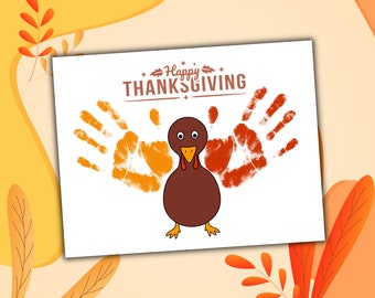 Thanksgiving Türkei Handabdruck Kunst Vorlage, Herbst Handabdruck Handwerk, Thanksgiving Handabdruck Kunst für Vorschule, Kindertagesstätte, Babys erstes Erntedankfest