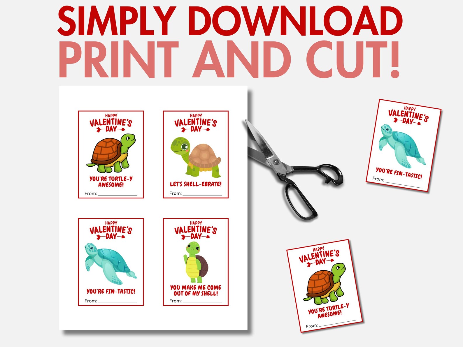 Printable Turtle Valentines | Turtle Valentine Cards | Tortoise ...