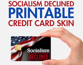 Socialism Ablehnt druckbare Credit Card Skin | Republikanischer Kreditkarten-Aufkleber SVG | Konservative Wahlbank Kreditkartenhülle