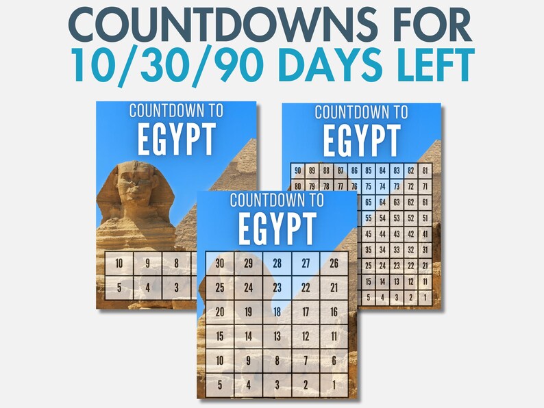 Egypt Vacation Countdown Calendar, 10/30/90 Days Until Vacation Egypt ...
